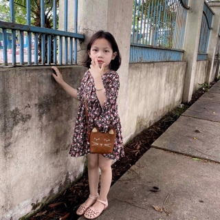 Váy hoa nhí Vintage bé gái chất liệu cao cấp V19