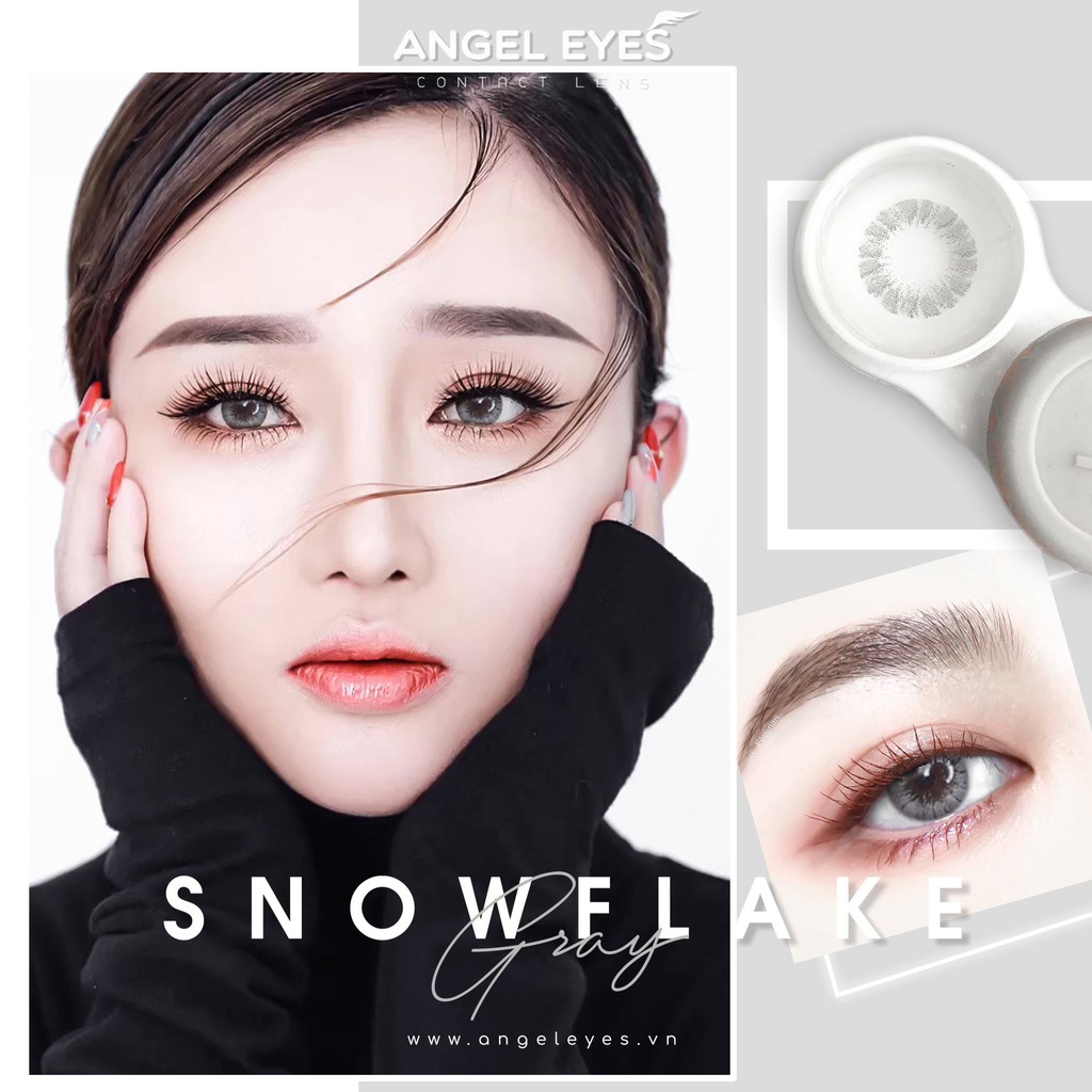 Kính Áp Tròng/ Lens mắt nâu /xám tây áp tròng CLASSIC 6-12H Snowflake Xám & Nâu ĐỘ:0-6