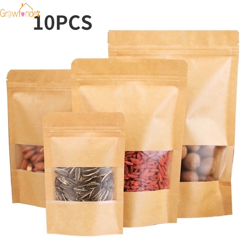 Set 10 Túi Giấy Kraft Đựng Bánh Kẹo Có Quai Cầm Có Thể Tái Sử Dụng