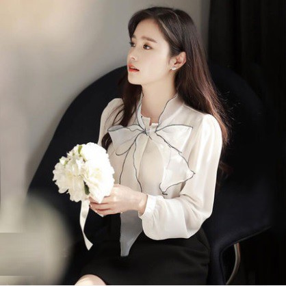 Sơ mi công sở voan dài tay siêu cổ tích