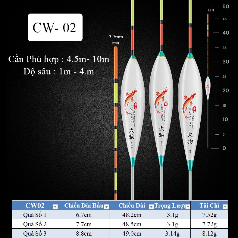 Phao Phao câu đài Săn Hàng Đại Ngư - Phao câu đài Nano đầu to chống mỏi mắt Tải chì lớn - AA72