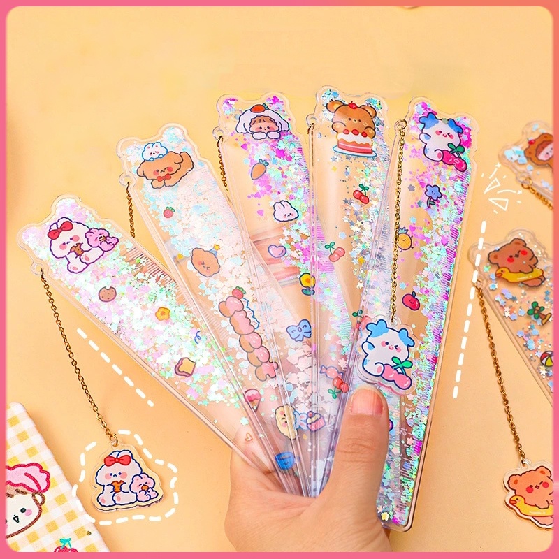 Thước Kẻ Kim Tuyến 15cm Đánh Dấu Trang Sách Đa Năng Tiện Dụng