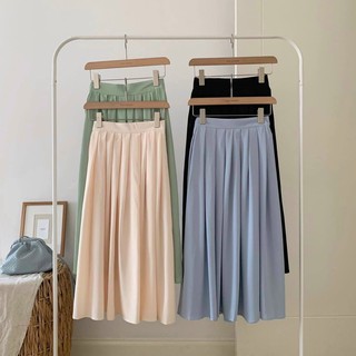 Chân váy dáng dài xếp ly lớn, chân váy midi thanh lịch