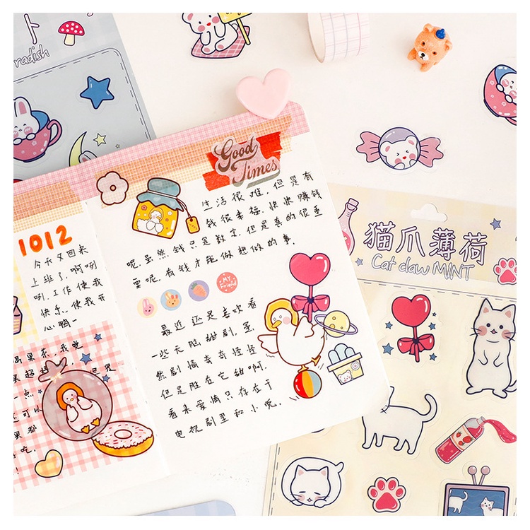 Mua Sticker động vật thỏ, vịt, mèo, gấu siêu cute dễ thương trang trí ...