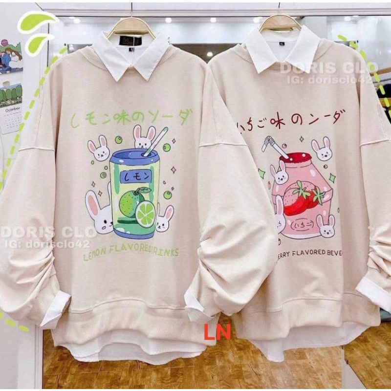 Áo nỉ cổ tròn Trà sữa dễ thương ngọt lịm.hangtotgiare98