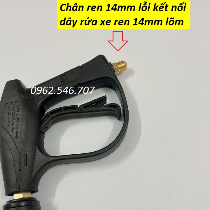 Súng rửa xe áp lực cao ren ngoài 22mm Và 14mm kèm ông nối inox dài 38cm