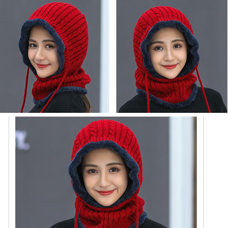 Mũ len trùm cổ lót nỉ bông siêu ấm,mũ len mùa đông ngày rét đậm và đi phượt