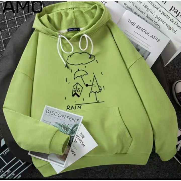 Áo hoodie trời mưa chất nỉ bông dày siêu ấm, phù hợp đi chơi, đi học, mặc ở nhà.