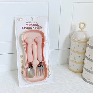 SET THÌA + DĨA SILICON CÁN INOX DÀI CHO BÉ