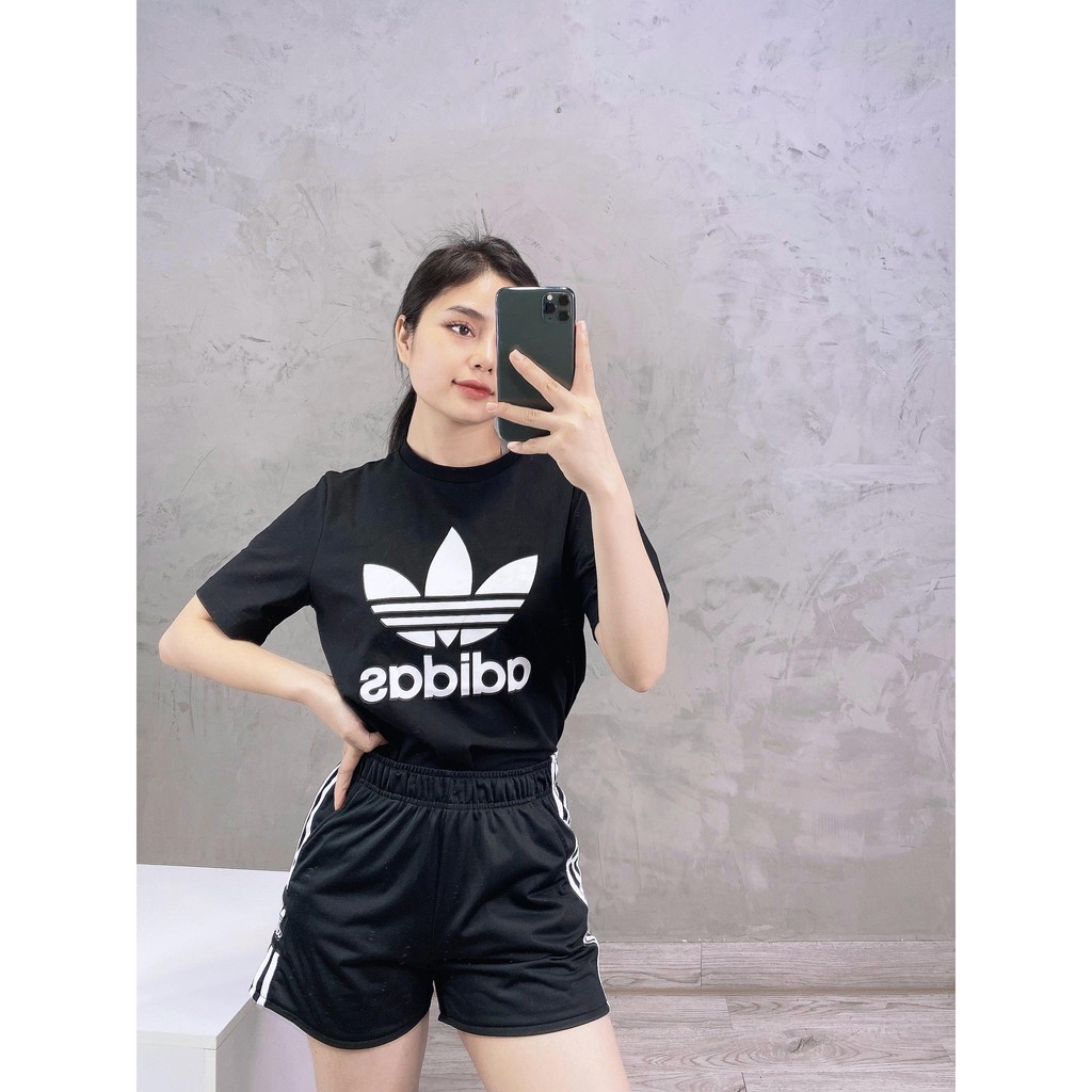 (HÀNG XUẤT XỊN) Áo das đen 3 lá 283 Trefoil Tee Black Made in Cambodia full tag code  Size XS S M L