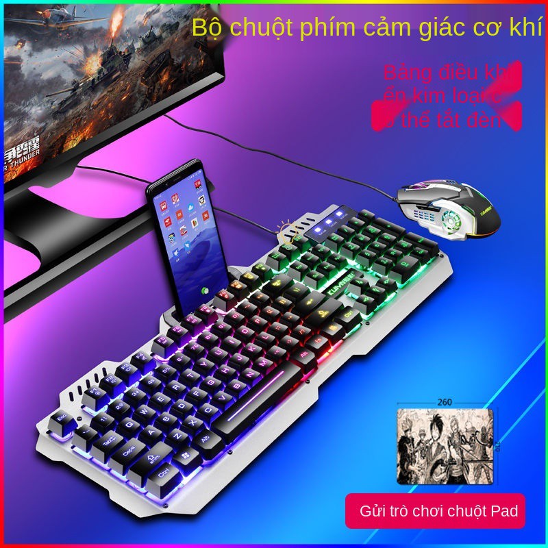 Bộ bàn phím và chuột thao tác có trọng lượng bằng kim loại dây ánh sáng máy tính để thiết bị ngoại vi trò chơ