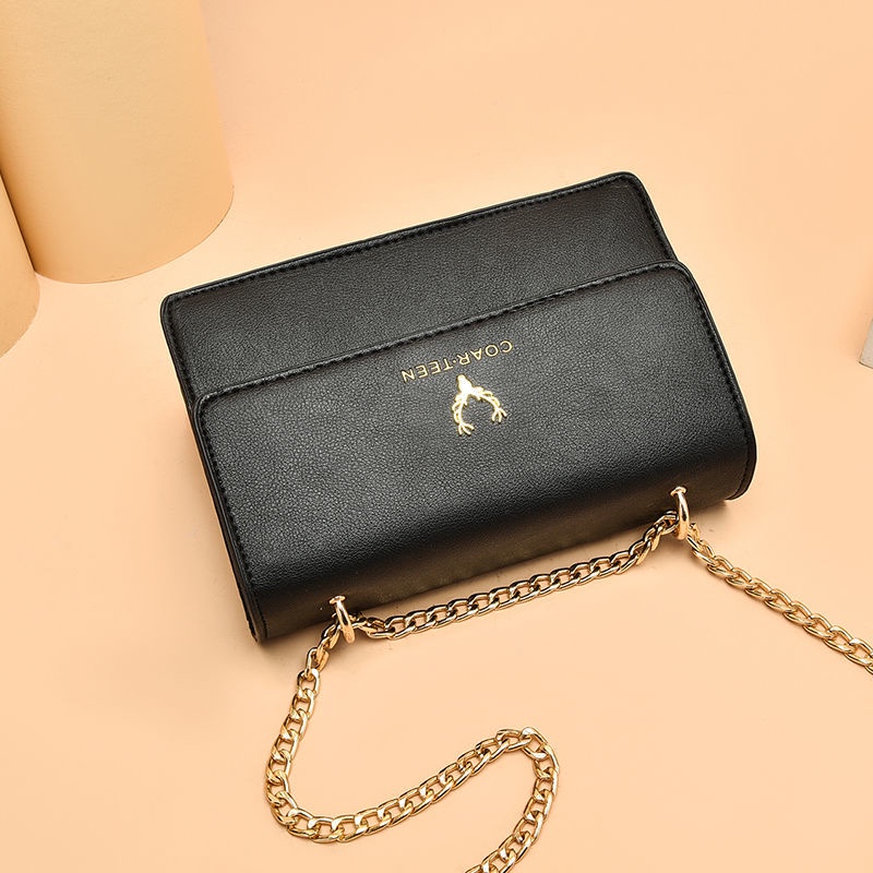 Túi Đeo Chéo Hình Vuông Cỡ Nhỏ Màu Trắng Phối Dây Đeo Sợi Xích Phong Cách Hàn Quốc Thời Trang Cho Nữ