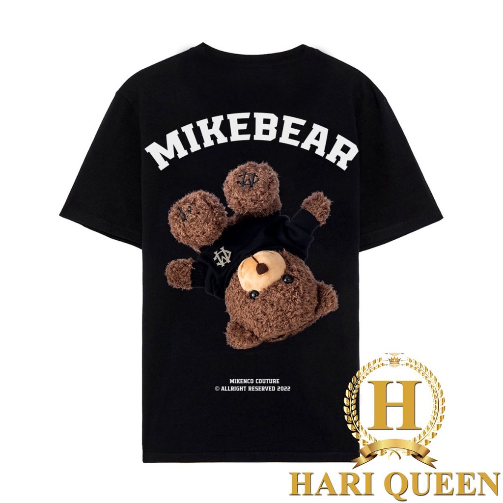 Áo phông Miken.co Mikebear chất cotton HARIQUEEN - Áo thun tay lỡ nam nữ unisex hót trend freeisze form rộng 65kg