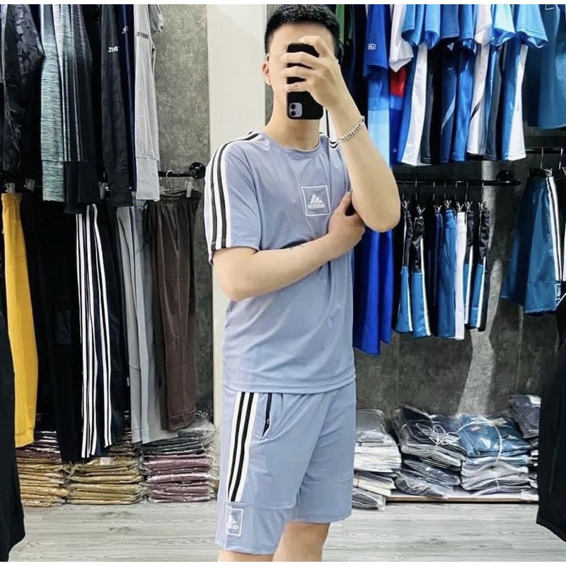 Bộ thể thao cộc tay mùa hè có hoạ tiết logo, Bộ thể thao thời trang phong cách giới trẻ cotton btshop từ 45 đến 75 kg
