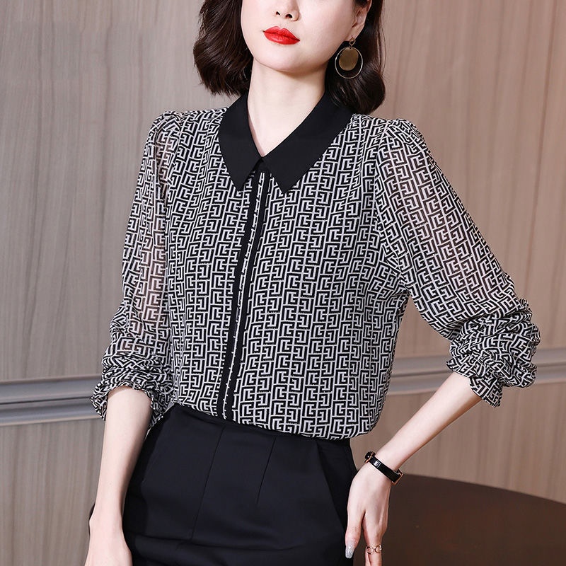 Áo Sơ Mi Nữ Ca Rô Dài Tay Cổ Bẻ Thời Trang Hàn