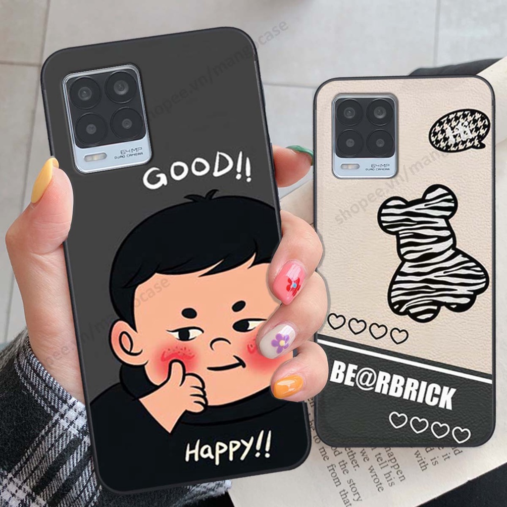 Ốp lưng Realme 8 in hình happy nice, bé gấu đáng yêu