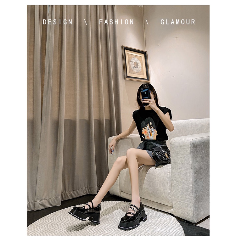 Giày Cao Gót 2022 Mũi Vuông Đế Dày Phong Cách Anh Quốc Kiểu Mới Cho Nữ