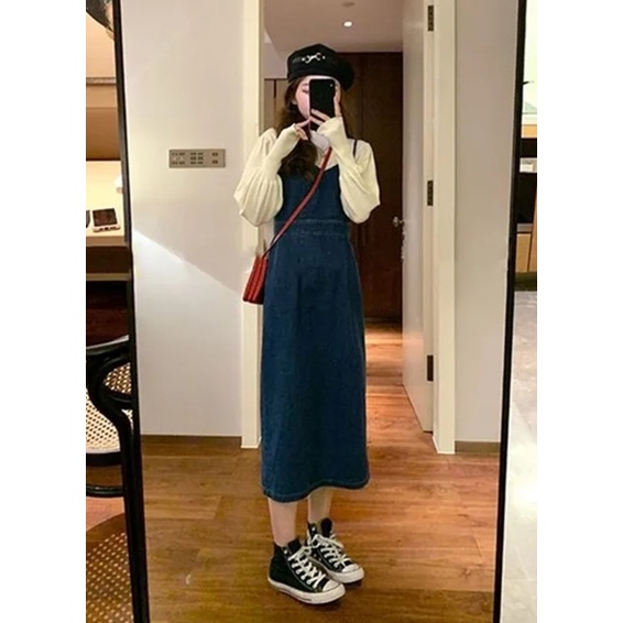 V33_Váy denim dài phong cách retro