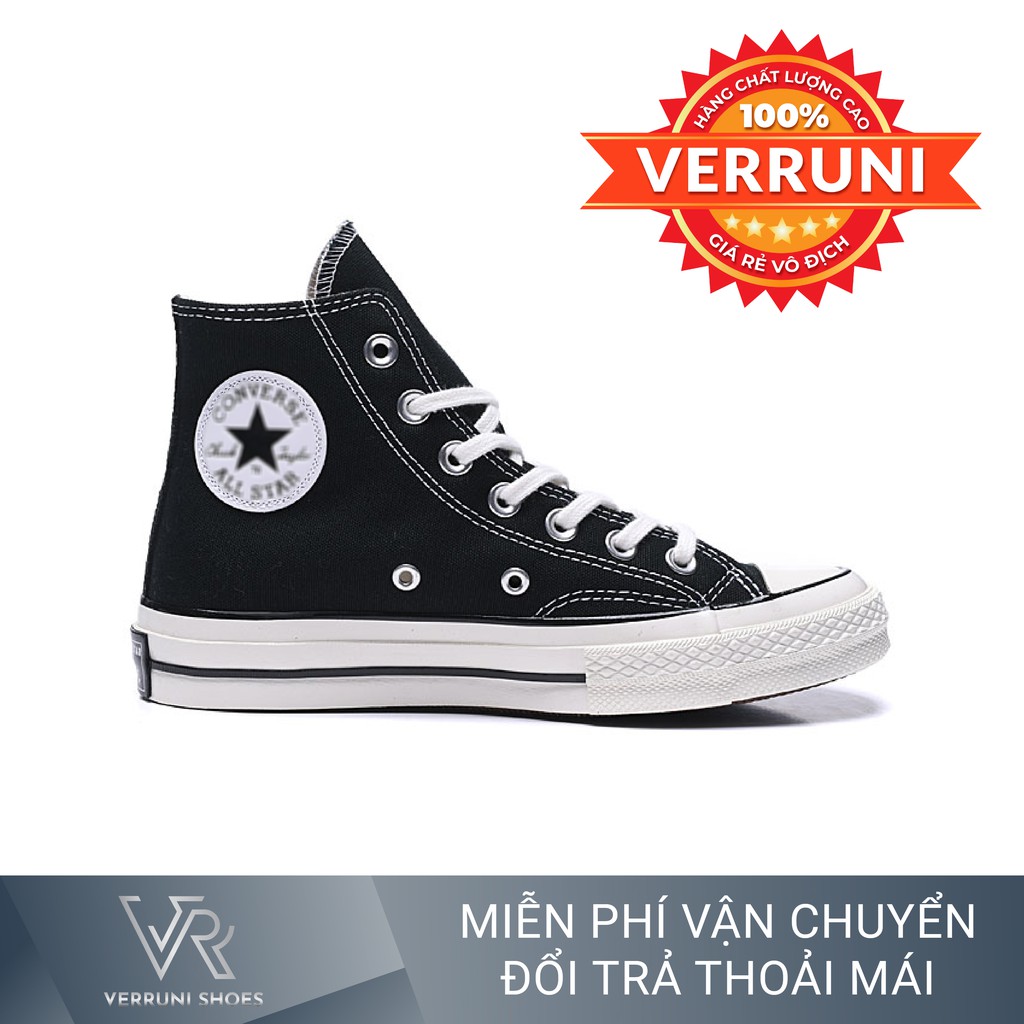 Bản Cao Cấp Giày Sneaker CV Chuck Taylor 1970s Màu Đen Cổ Cao