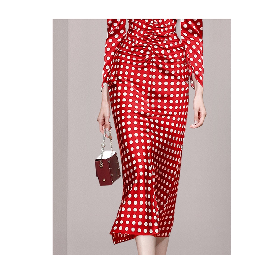 Đầm Chiết Eo Tay Áo 9 / 4 Ngọc Trai Mùa Xuân