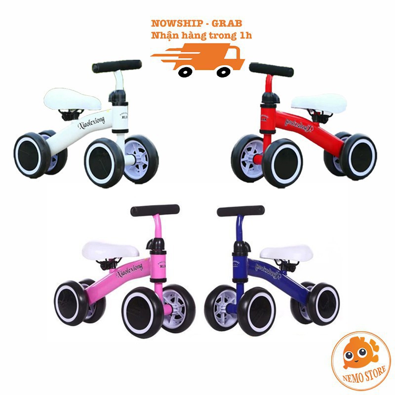 Xe chòi chân cho bé 4 bánh thăng bằng mini giúp trẻ em 1 2 3 tuổi đi tự cân bằng không đổ, khung sắt có yên - Nemo Store