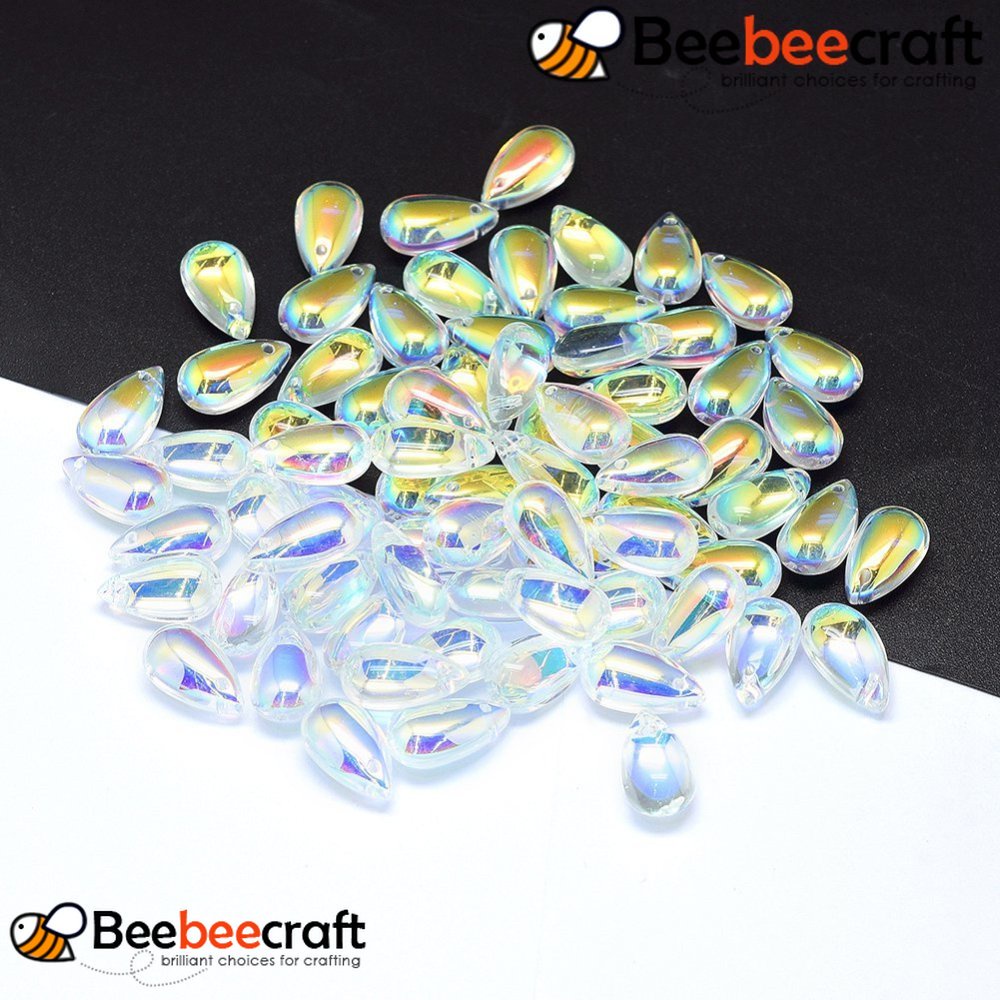 Beebeecraft Set 10~20 Mặt Kính Trong Suốt ab 14x8x5mm Lỗ: 1.2mm