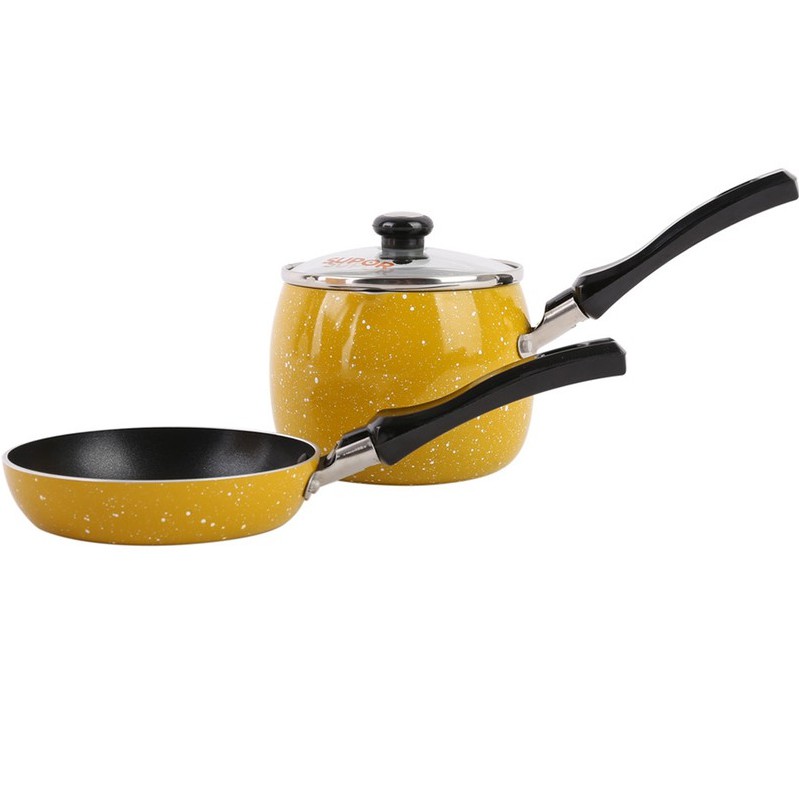 Bộ nồi chảo chống dính Supor T0305/ Nồi 10cm + Chảo 12cm (Màu Vàng)