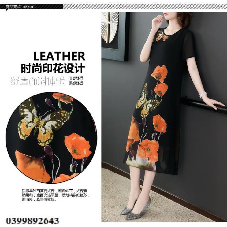 Váy Đầm Hoa Lụa Trung Niên Sang Chảnh VH03 - Hàng Quảng Châu Cao Cấp(Ảnh thật cuối hình)
