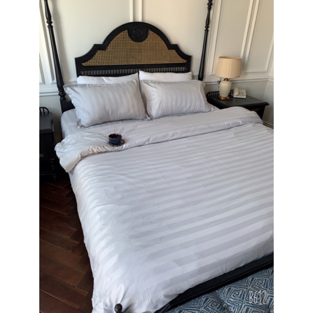 Bộ Chăn Ga Gối Cotton 3F - MÀU GHI XÁM