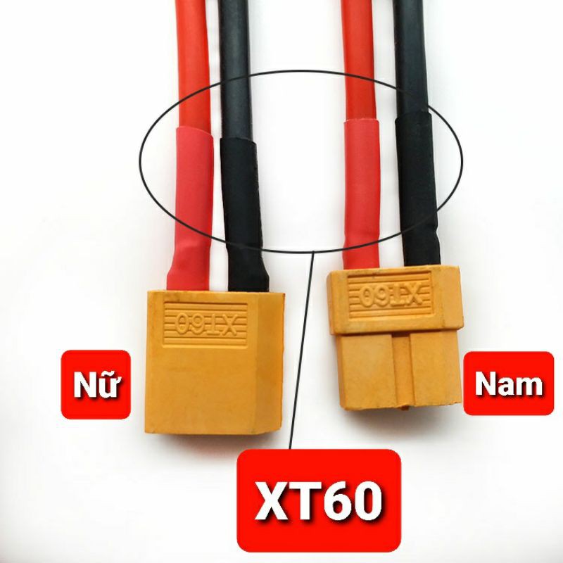 Achun.vn - Đầu nối XT60 Nam/Nữ dây điện silicon 14AWG-15CM kết nối thiết bị pin lithium