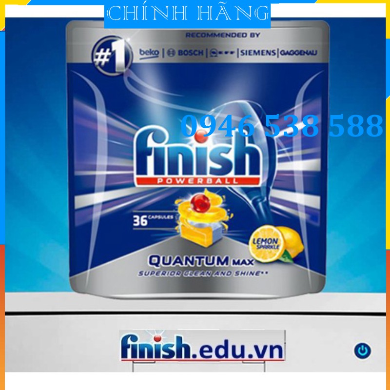 Viên rửa bát Finish Quantum Max 36 viên 14 in 1 dùng cho Máy rửa bát