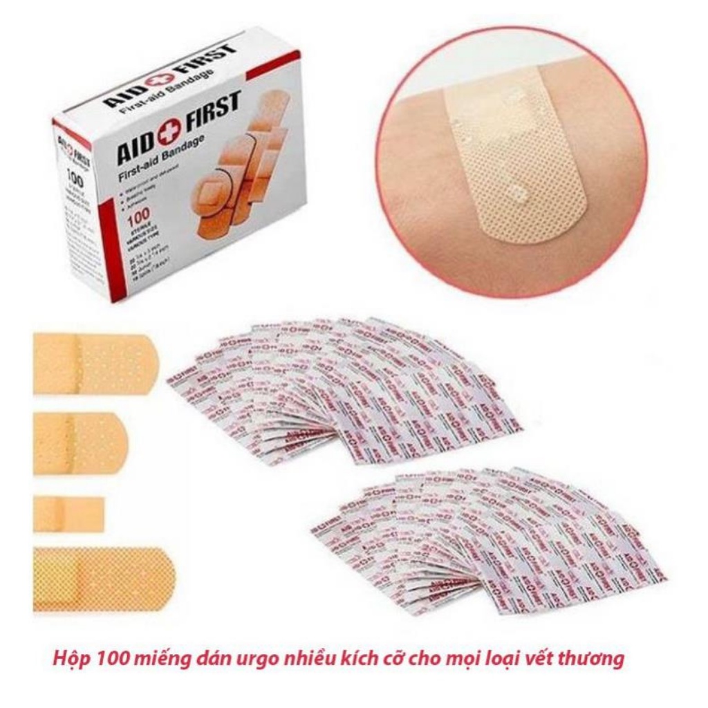 Hộp 100 miếng dán y tế urgo dán vết thương, băng gâu cá nhân