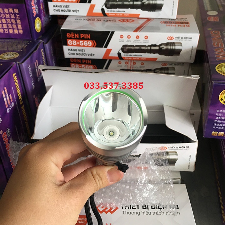 Đèn pin siêu sáng, đèn pin sạc G8 - 569 chống thấm nước, chống va đập