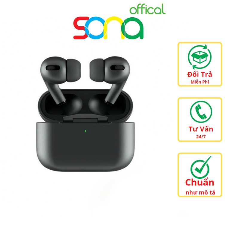 Tai nghe không dây pro đen nhám, tai nghe bluetooth có định vị, đổi tên, sạc không dây - SONA Offical