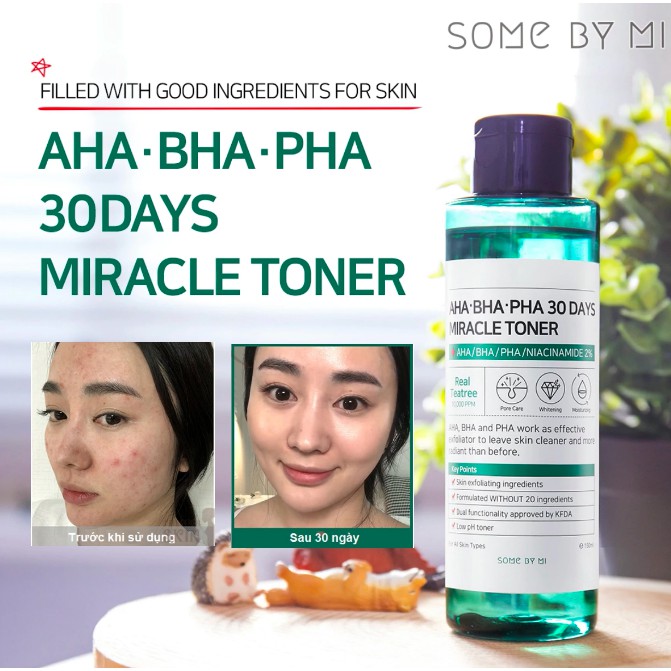 [CHÍNH HÃNG, CÓ TEM]  Nước Hoa Hồng Ngừa Mụn Some By Mi AHA-BHA-PHA 30 Days Miracle Toner 150ml