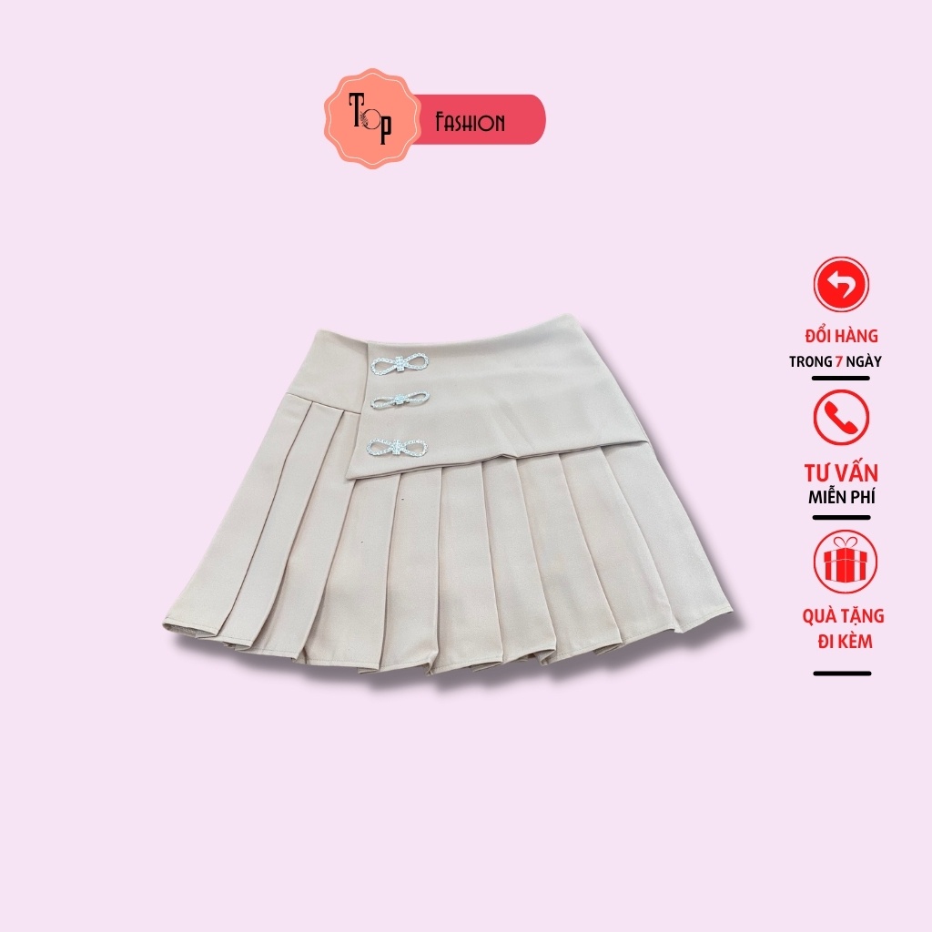 Chân váy xếp ly Top Fashion ,chân váy chữ A  cạp cao chất vải tuyết mưa mềm mịn có quần đùi trong T01 | BigBuy360 - bigbuy360.vn