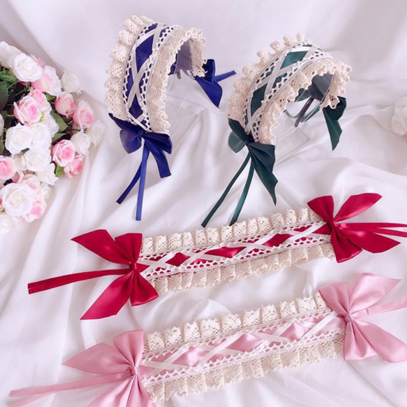 Băng Đô Ren Hoa Phong Cách Lolita Dễ Thương Hiện Có 5 Màu