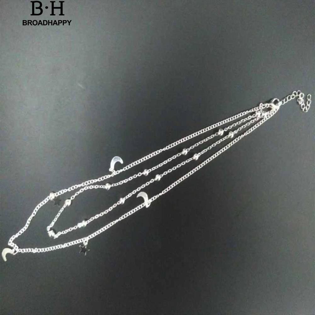 Dây chuyền nhiều lớp mặt hình trăng sao phong cách vintage