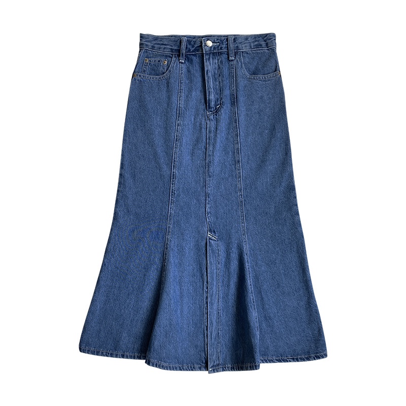 Chân váy jean kiểu dáng đuôi cá lưng cao thời trang cho nữ 45218