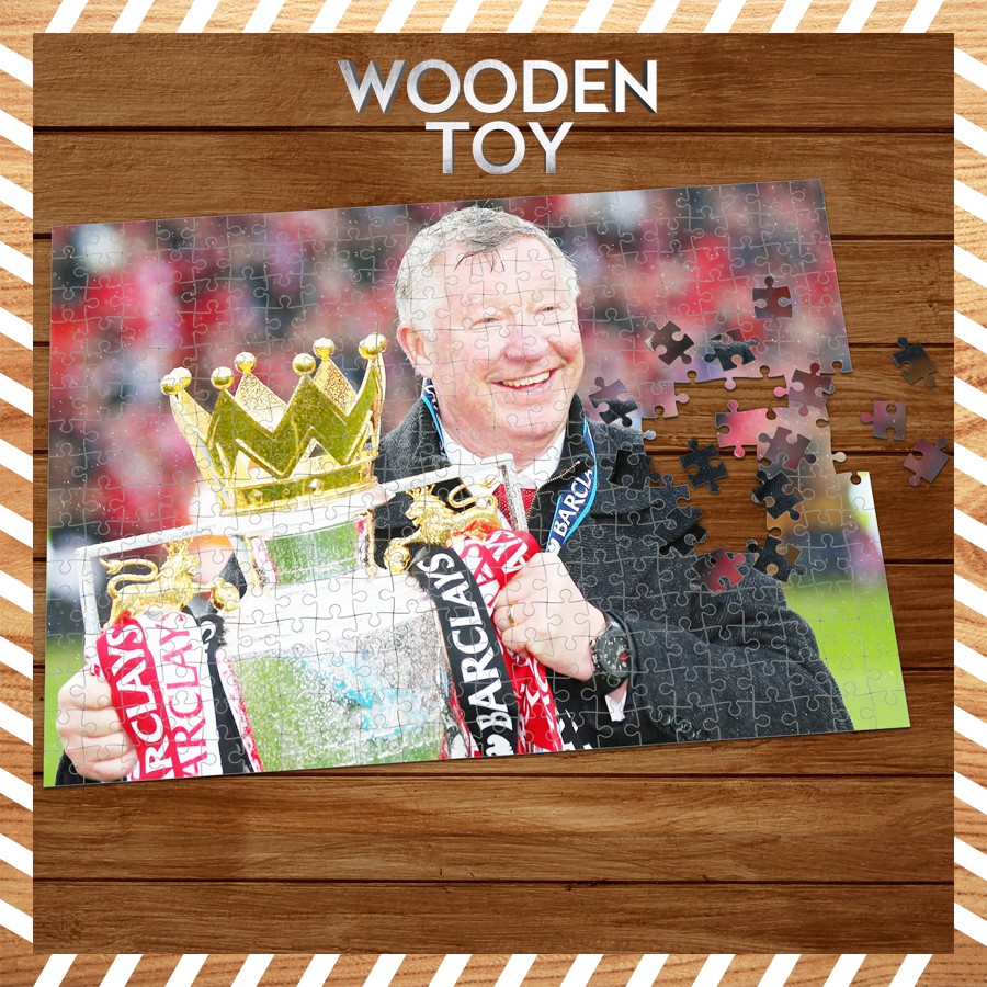 Tranh Ghép Hình Sir Alex Ferguson Wooden Jigsaw Puzzle, Loại 300 Và 500 Mảnh Ghép Chất Liệu Gỗ wt17 [MADE IN VIET NAM]