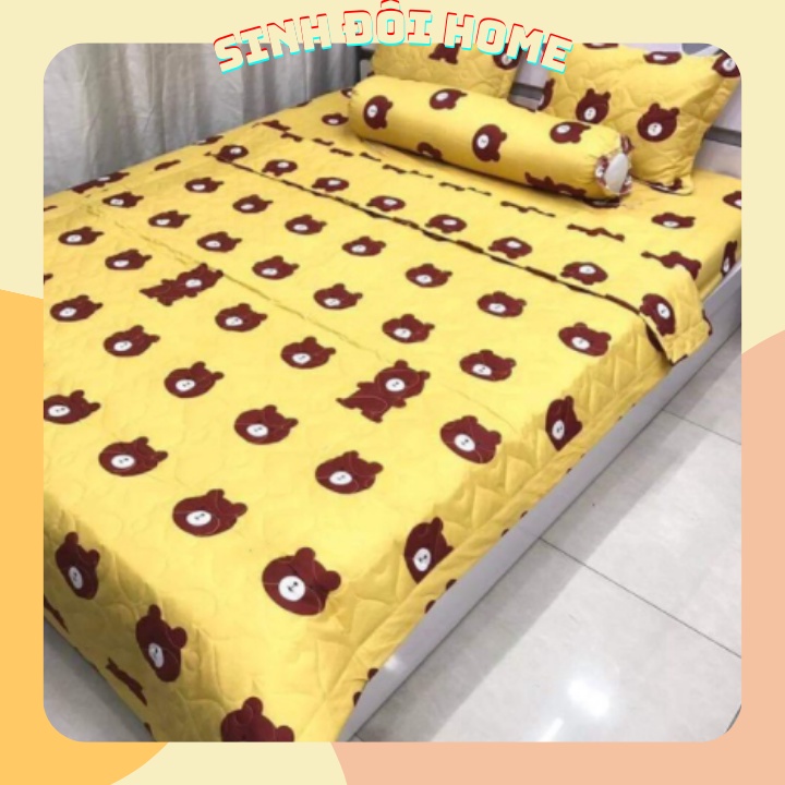 Bộ ga gối cotton poly gấu nâu - BO GA GOI GAU NAU