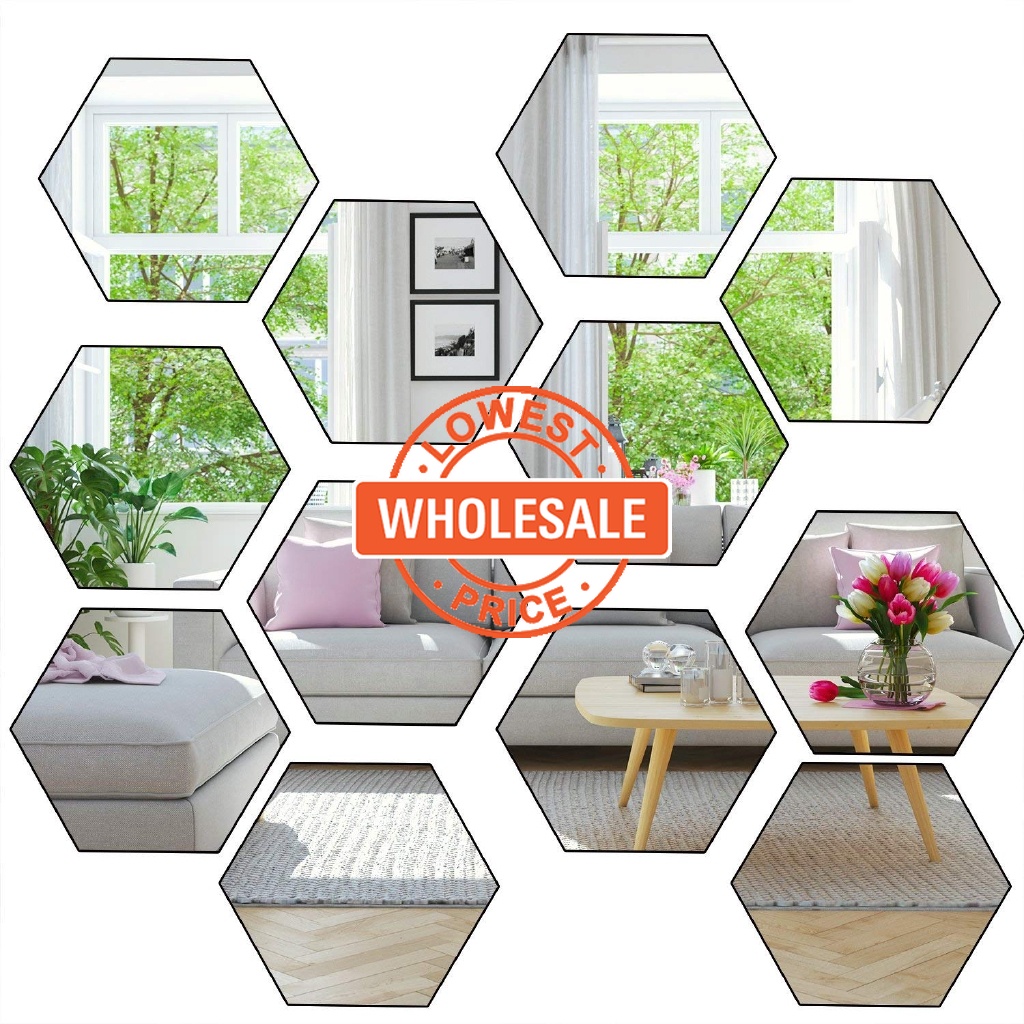 1 Miếng Dán Tường Tráng Gương Acrylic Hình Lục Giác 3D DIY Trang Trí Phòng Khách / Phòng Ngủ Có Thể Tháo Gỡ