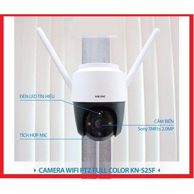 KBONE S25F - CAMERA WIFI PTZ FULL COLOR 2.0MP KBONE KN-S25F CHUẨN 2021 - Có màu ban đêm - xoay 360 độ - đàm thoại
