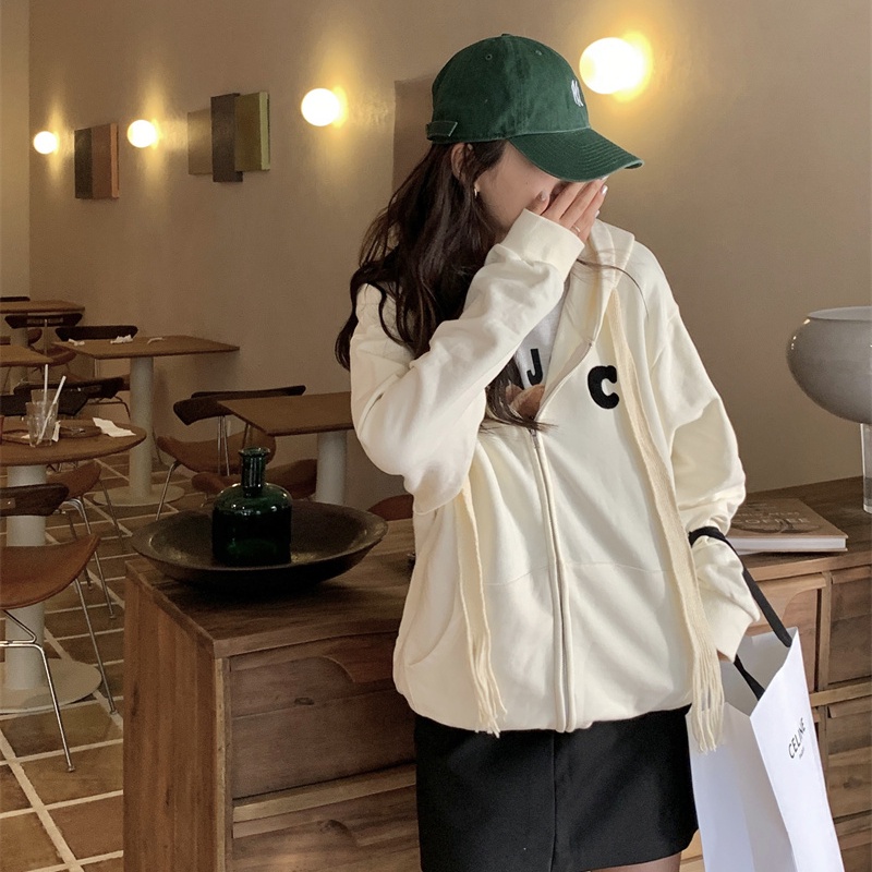 SUXI Áo Hoodies Nữ Màu Trơn Thời Trang Hàn Quốc Mới
