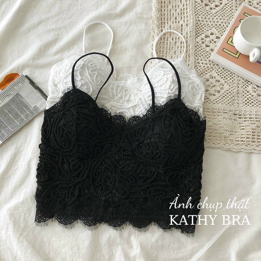 A04 Áo Bra Nữ KATHY BRA Hai Dây Kiểu Dáng Croptop Chất Ren Co Dãn Tốt Có Mút Không Gọng Mix Đồ Siêu Xinh