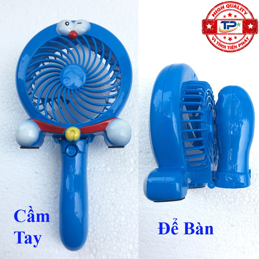 Quạt sạc tích điện mini cầm tay hình Doremon thiết kế cute xinh xắn dễ thương gió mạnh chạy êm, gấp gọn để bàn Doraemon