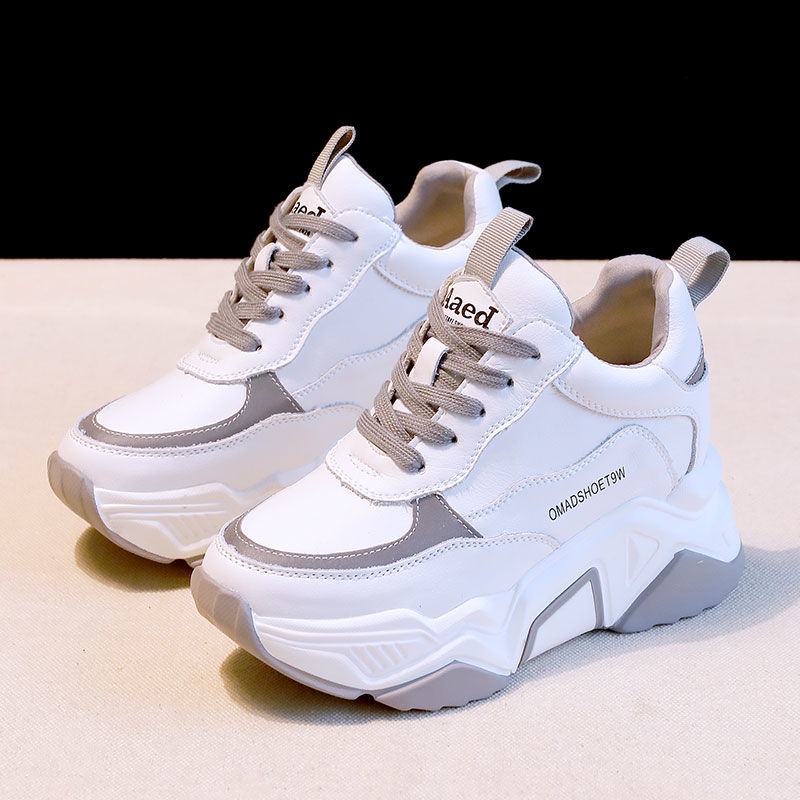 Giày Thể Thao Trắng Đế Dày Tăng Chiều Cao Thời Trang Cho Nữ