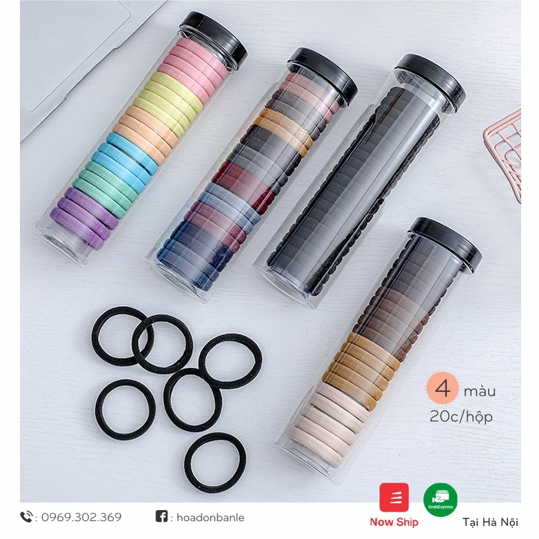 Hộp chun buộc tóc 20c loại to nhiều màu pastel