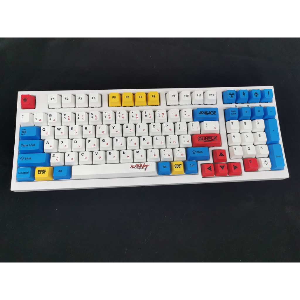 Bộ Keycap chất liệu PBT Gundam, Sakura Dye-sub mix màu nút bàn phím cơ phù hợp nhiều bàn phím layout phổ thông