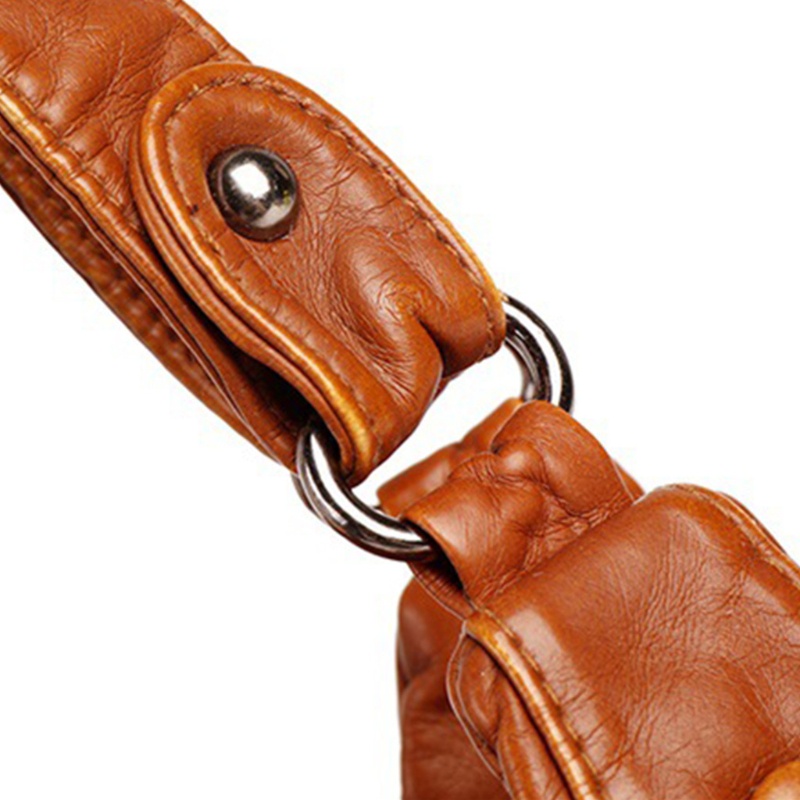 Túi Xách Mua Sắm Đeo Vai Bằng Da Mềm Màu Trơn Nhiều Túi Có Tay Cầm Cho Phụ Nữ Trung Niên